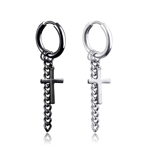fashion tassel chain men's without ear holes titanium steel earrings single's discount tags