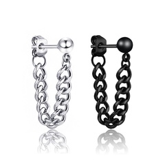 fashion geometric black silver stainless steel small steel ball chain earrings