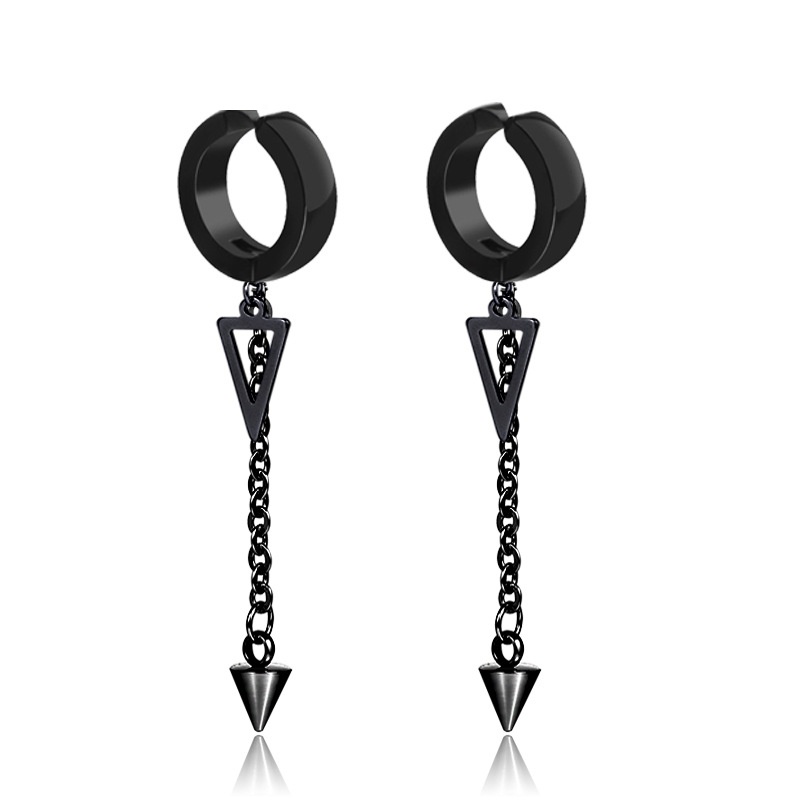 fashion simple black punk earrings titanium steel drop earrings