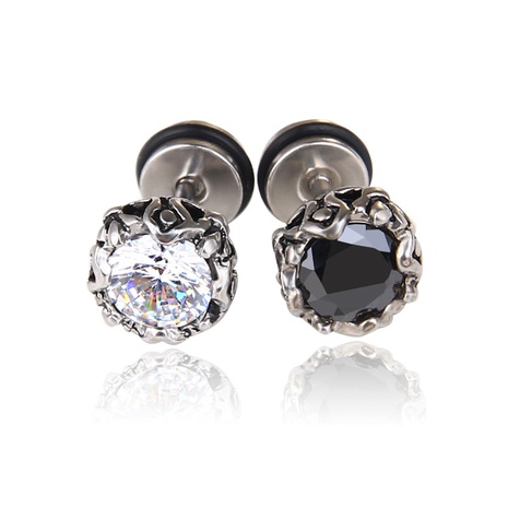 fashion round inlaid zircon titanium steel stud earrings's discount tags