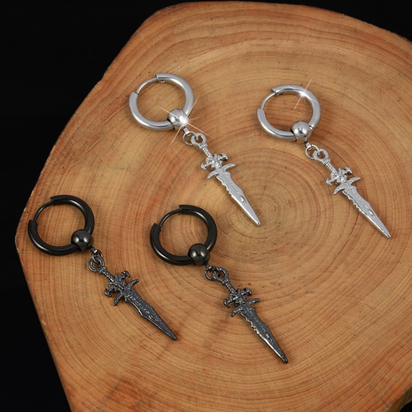 Retro style sword pendant stainless steel earrings's discount tags