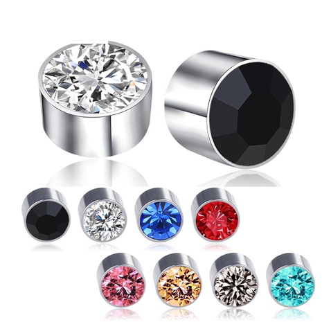 New color diamond titanium steel magnetic stud earrings's discount tags