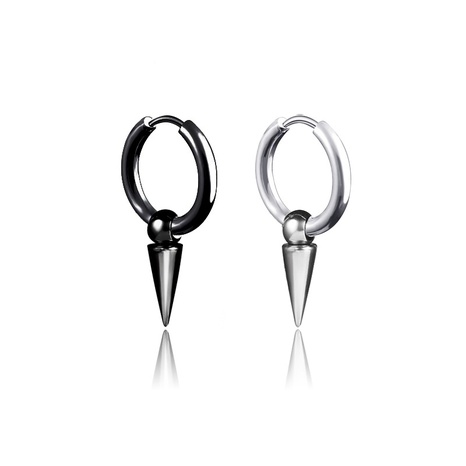punk titanium steel earrings single point triangular cone earrings single's discount tags