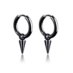 fashion stainless steel tassel single point cone earrings single