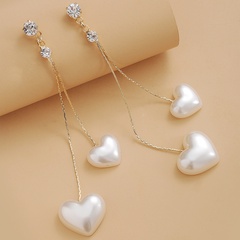 Fashion Jewelry Rhinestone Love Tassel Pearl Stud Earrings