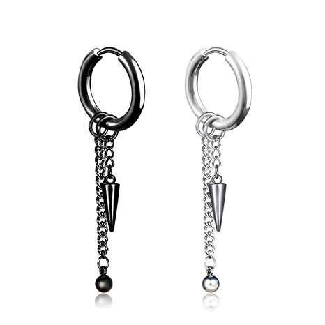 fashion geometric tassel chain titanium steel earrings without pierced single earrings's discount tags