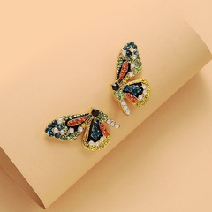 Fashion Jewelry Color Diamond Color Butterfly Stud Earrings