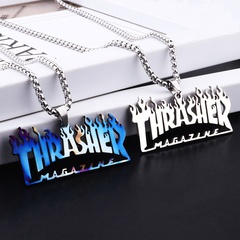 European and American street hiphop hip-hop pendant Thrasher colorful necklace