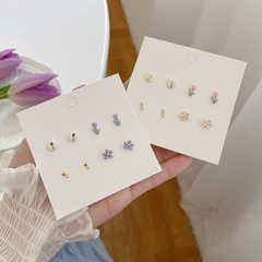 Early spring tulip earrings set niche design 2022 new trendy ins style student mini earrings female