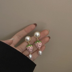 Designer fruit pearl tassel earrings 2021 spring and summer new temperament all-match earrings