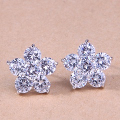 Korean fashion petal zircon personality temperament earrings