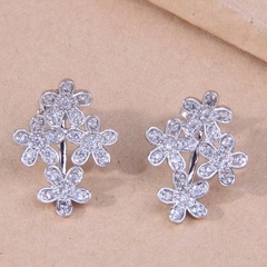Korean version of fashion inlaid blossoming petals personality temperament earrings