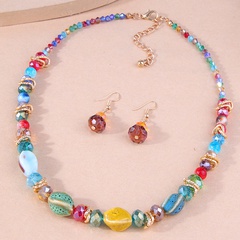 European and American fashion all-match colorful resin accessories simple pearl temperament women's necklace earrings set