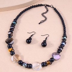Conjunto de pendientes de collar de mujer de temperamento de perla simple accesorios de cristal de moda europea y americana