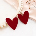 Autumn and winter new earrings flocking peach heart earrings cute simple loveshaped Korean fan earrings Europe and the United Statespicture13