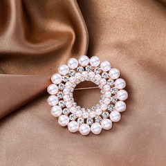 Fashion Trend Jewelry Round Rhinestone Pearl Brooch