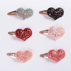 Set of 2 cute heart-shaped sequined children's hair clips