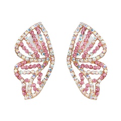 creative color butterfly wings diamond earrings