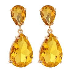 Simple geometric inlaid diamond water drop pendant earrings