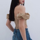 Womens New Fashion Stitching Casual Backless Zipper Short Sleeve TShirt Top Womenpicture19
