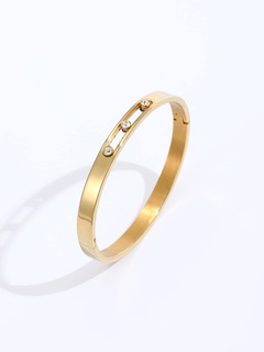 Einfache Mode Edelstahl Galvani 18K Gold Eingelegten Zirkon Armband