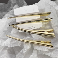 Clip de pico de pato Retro Metal Diamante de imitación bordes finos Clips de pelo simples