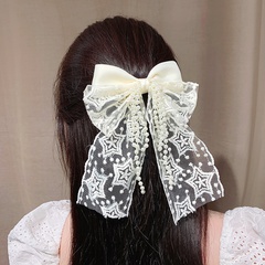 Fashion Black and White Lace Bow Star Hairpin Handmade Lock Edge Barrettes