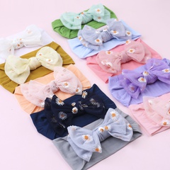 simple Solid Color Double Bow Children Small Daisy Flower Nylon Headband