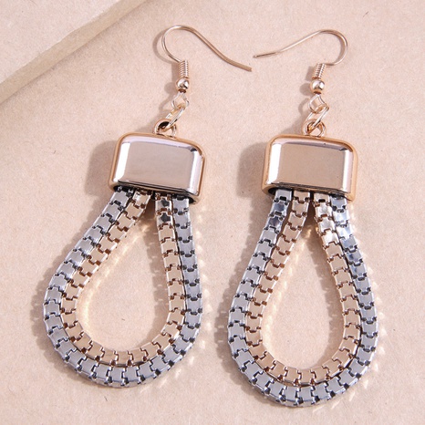 Simple Metal Two-Color Chain Temperament Earrings's discount tags