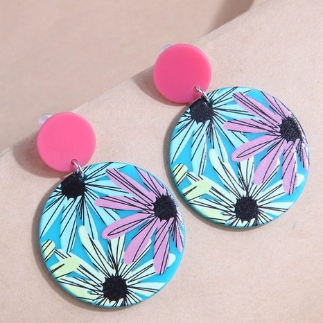 Korean Style Fashionable Simple Resin Accessories Printed Temperament Earrings's discount tags