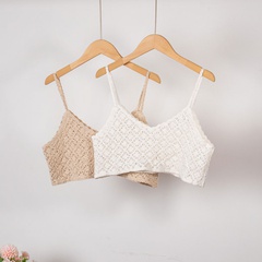 Fashion Retro Summer New Hollow Solid Color Small Strap Top
