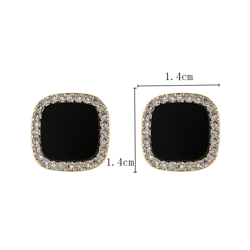 Mode Ornament Strass Intarsien Square Alloy Stud Ohrringepicture1