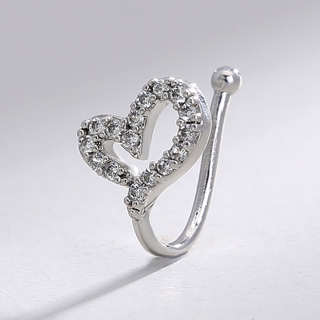 Cute Micro-Inlaid Irregular Heart shape Zircon alloy Nose Ring Perforation-Free Piercing Jewelry's discount tags