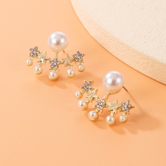 Fashion new style Stars Inlaid Rhinestone Pearl Geometric stud Earrings