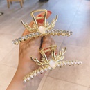 Fashion Antlers Shaped Metal Rhinestone Pearl Grip Hair Clip Headdresspicture5