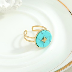 Fashion New Open Adjustable Female Turquoise Stainless Steel Ring