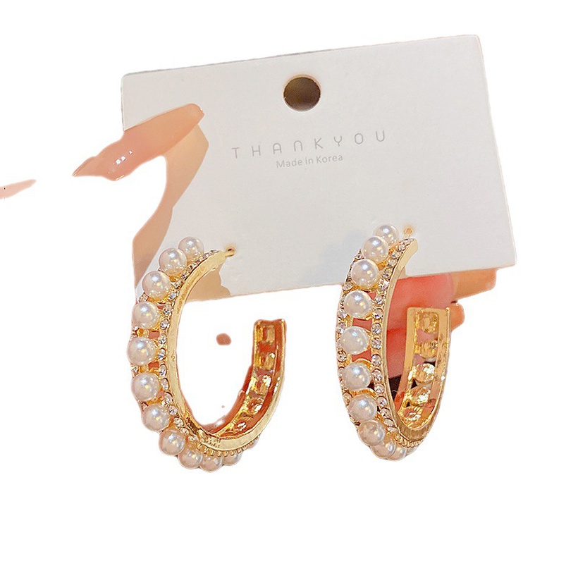 Bijoux Fantaisie Boucles Doreilles | Mode Lgante Perle Diamant Incrust C En Forme De Boucles Doreilles Boucles Doreilles - BZ05479