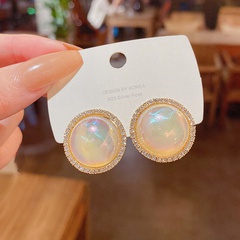 Neue Meerjungfrau Farbe Runde Oval Perle Ohrringe für Frauen Strass Intarsien Ohr Bolzen Ohrringe