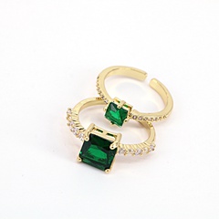 simple style copper Emerald Zircon Geometric Open Ring