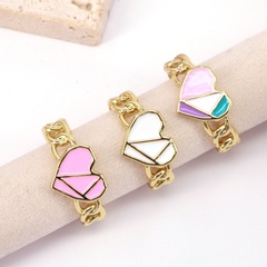 Fashion Heart-Shaped Candy Color dripping oil copper open Ring