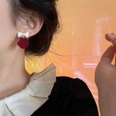 Mode neue stil kontrast farbe Blume Herz Bogen stud Ohrringe