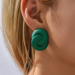 fashion new style Dark Green Geometric spiral stud Earrings