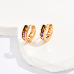 Fairy Copper Material Electroplated 18K Gold Colorful Zircon round Earrings