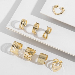 Fashion Geometric Twist C- Shaped Gold Non-Pierced Ear Clip Five-Piece Set