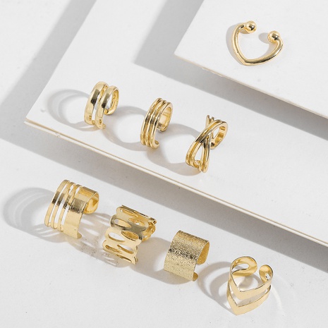 Fashion Geometric Twist C- Shaped Gold Non-Pierced Ear Clip Five-Piece Set's discount tags