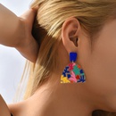 fashion Oil Painting Flower pattern Contrast Color Acrylic pendant Earringspicture5