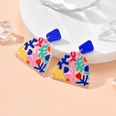 fashion Oil Painting Flower pattern Contrast Color Acrylic pendant Earringspicture3