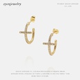 fashion simple goldplated zircon cross earrings wholesalepicture15