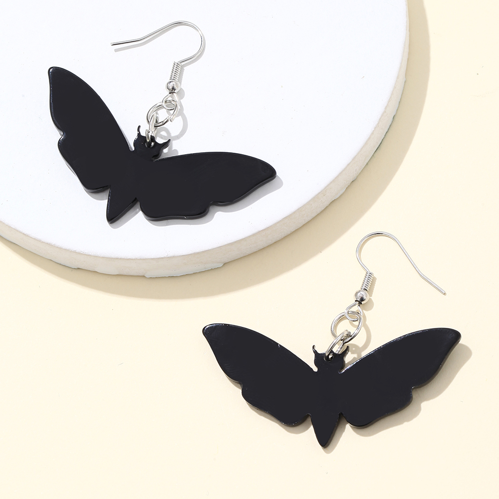 Mode lgant Acrylique Fonc Papillon Noir Crne Boucles Doreilles des Femmespicture4