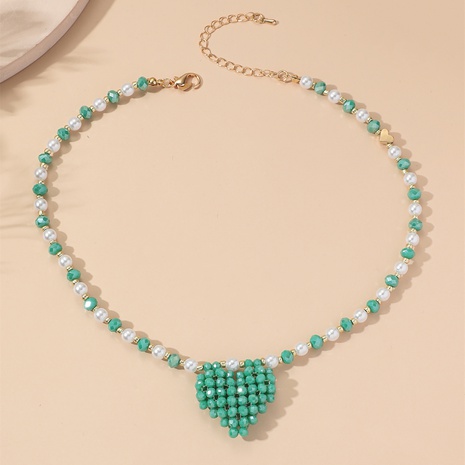 Bohème Perle En Forme de Riz Perles Cordes Coeur Pendentif Collier Fait Main's discount tags